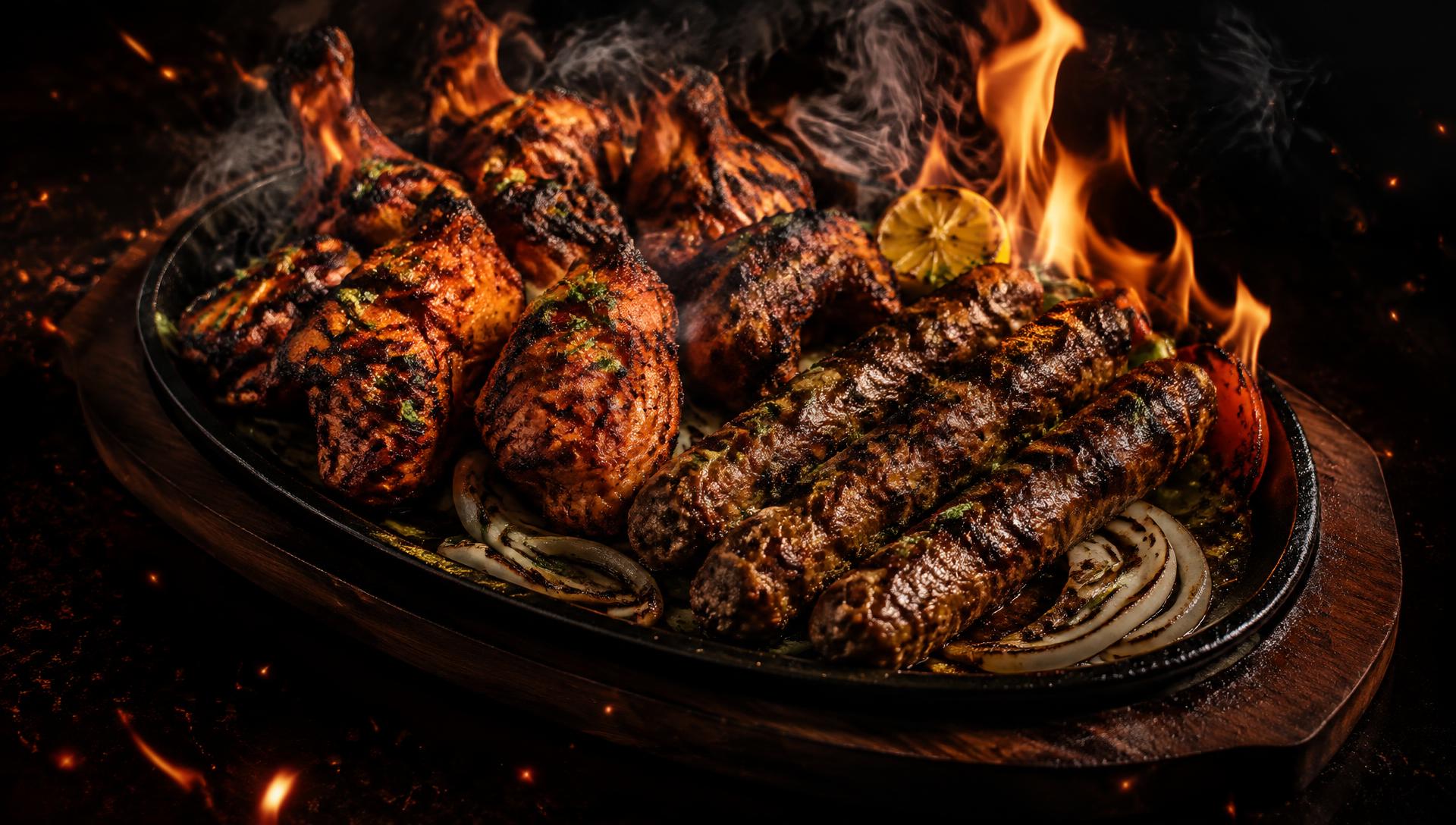 Parrillada mixta sobre plancha de hierro